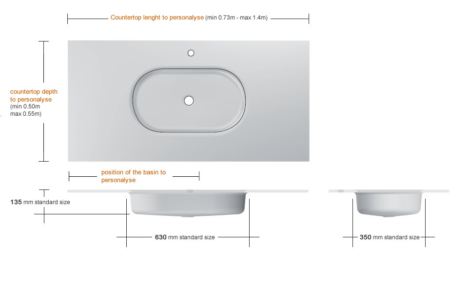Glass washbasin with Daytona basin