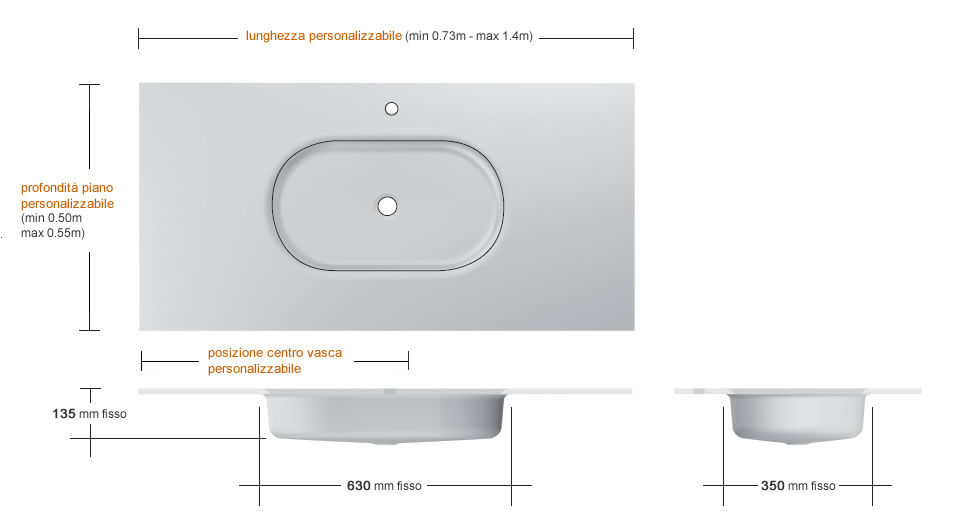 Lavabo in vetro touch piccolo