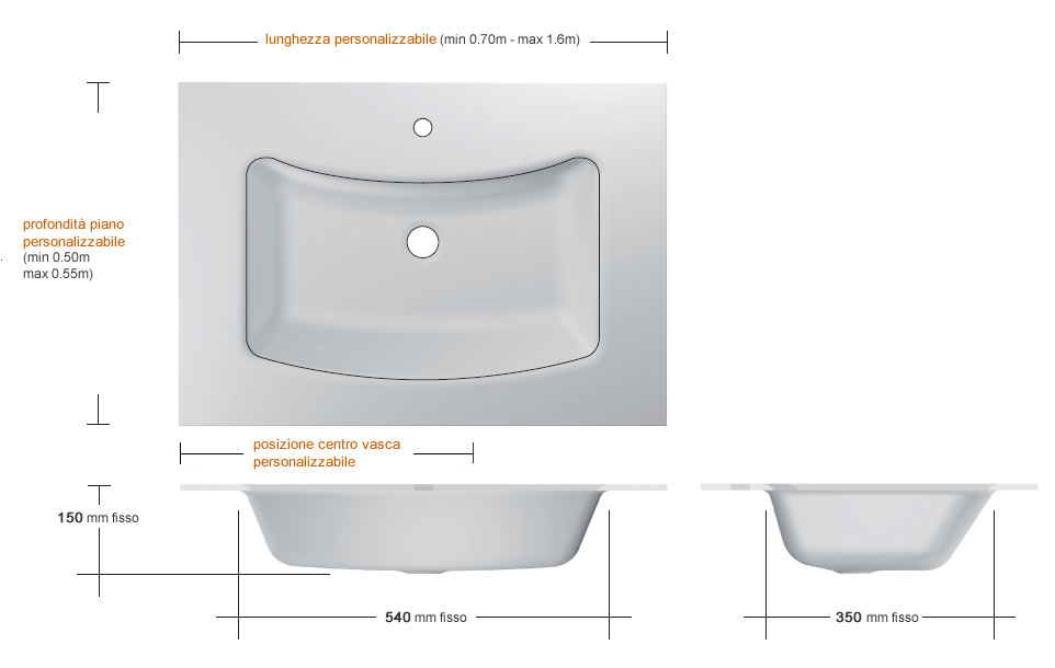 Lavabo in vetro touch piccolo