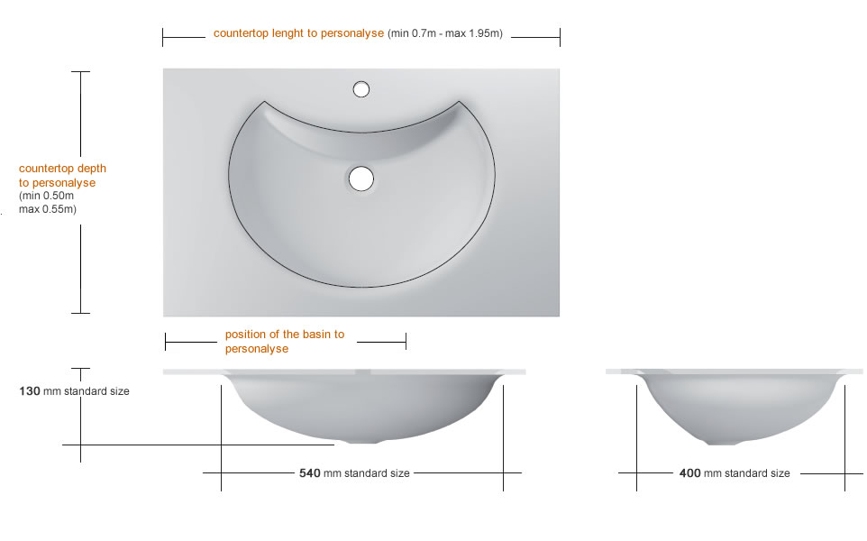Lavabo in vetro luna