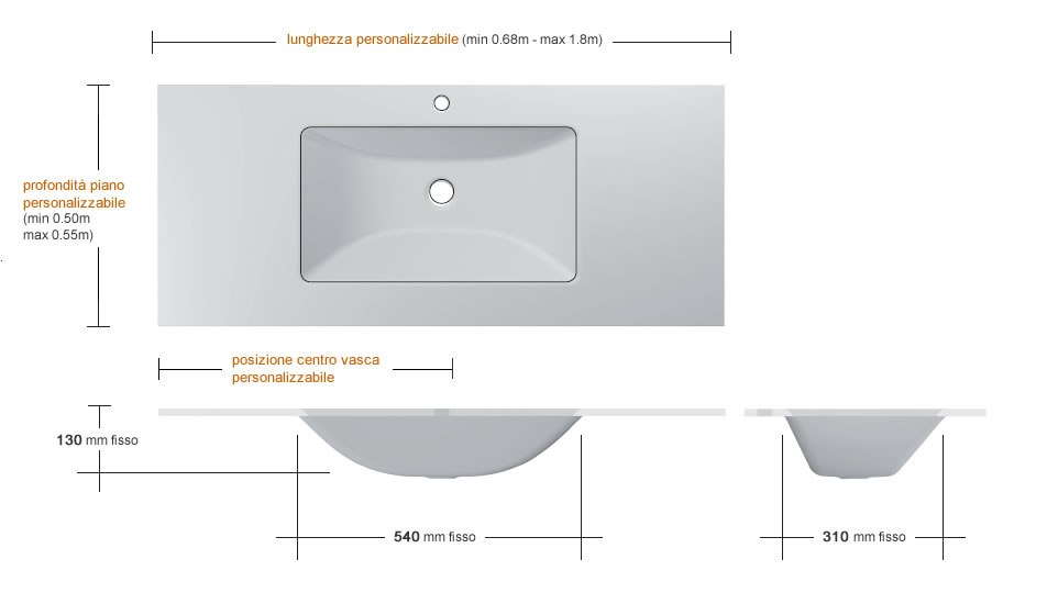 Lavabo in vetro rettangolare