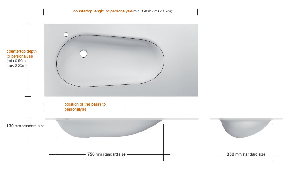 Glass washbasin with touch basin
