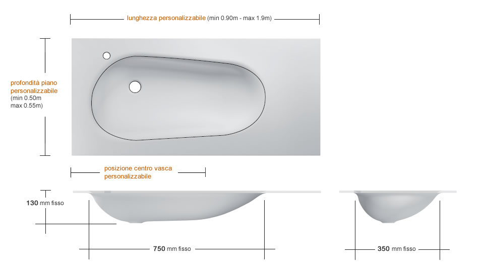Lavabo in vetro touch piccolo