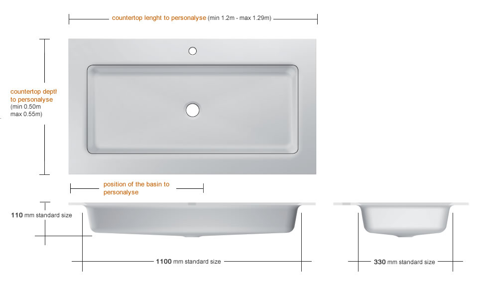 Glass washbasin with tulip basin